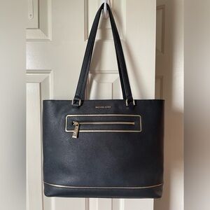 Michael Kors Black Frame Out Purse w/Gold Detail